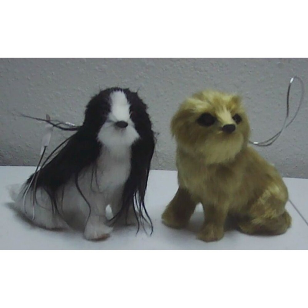 Lot 2 pc Furred Dog Christmas Ornaments Super Cute Fun 3" tall